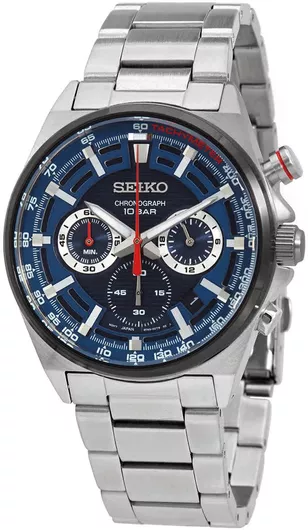 Ανδρικό Ρολόι Seiko SSB407P1 Χρονογράφος με Μεταλλικό Μπρασελέ Ασημί