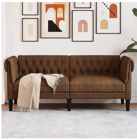 Καναπές vidaXL 372555 Διθέσιος Υφασμάτινος 182.5x74.5cm Καφέ