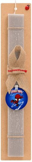 Πασχαλινή Λαμπάδα koupakoupa Spiderman Kid Αρωματική Πλακέ με Μπρελόκ Ξύλινο Γκρι