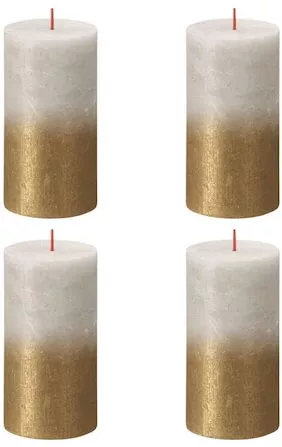 Κεριά Κύλινδρος Bolsius Ρουστίκ Sunset Σετ 4τμχ Γκρι Άμμου 130x68mm