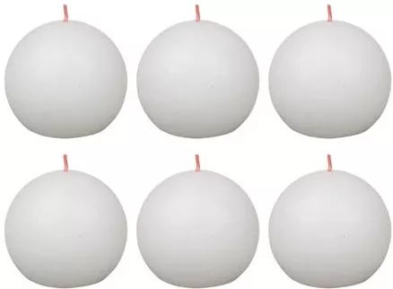 Κεριά Σφαίρα Bolsius Ρουστίκ Shine Σετ 6τμχ Θολό Λευκό 76x71mm