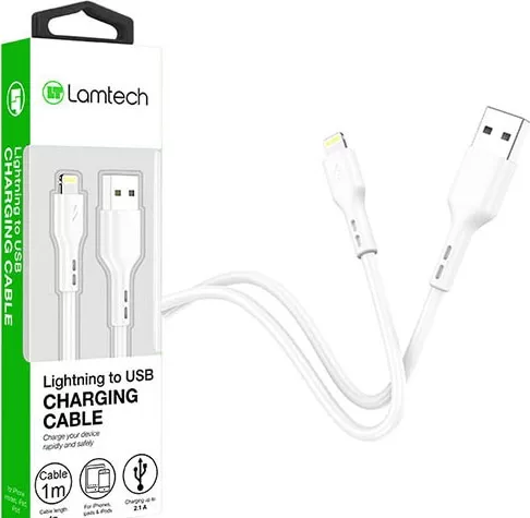 Καλώδιο Φόρτισης Lamtech USB-Α σε Lightning για Apple iPhone 5/6/7 1m Λευκό