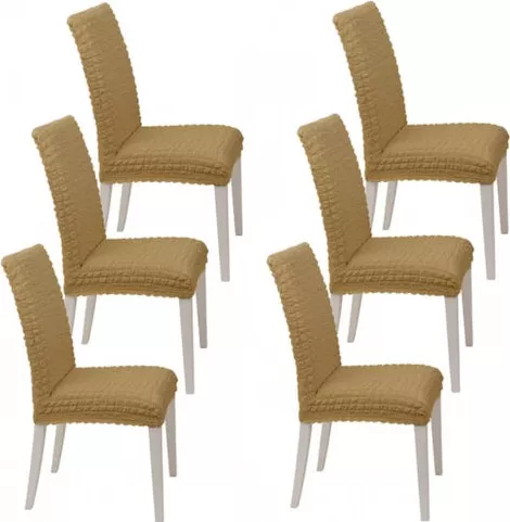 Σετ Ελαστικά Καλύμματα Καρέκλας Homeone C0-06-6P Ελαστικό Κάλυμμα 6τμχ Μπεζ