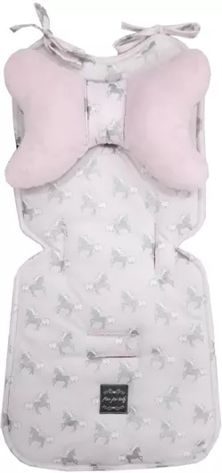 Στρώμα Καροτσιού Beboulino Mickey For Baby Pink Unicorn 2 Όψεων με Μαξιλάρι 72x32cm Ροζ
