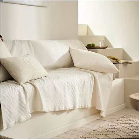 Ριχτάρι Διθέσιου Καναπέ Gofis Home 41966 180x250cm Ori Moon Ecru