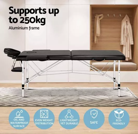 Κρεβάτι Μασάζ & Φυσικοθεραπείας VSL Sports Φορητό από Αλουμίνιο 185x60cm Μαύρο