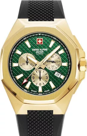 Ανδρικό Ρολόι Swiss Alpine Military Typhoon Chrono με Λουράκι από Καουτσούκ Μαύρο