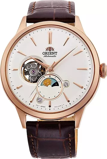 Ανδρικό Ρολόι Orient RA-AS0102S10B Χρονογράφος με Δερμάτινο Λουράκι Καφέ