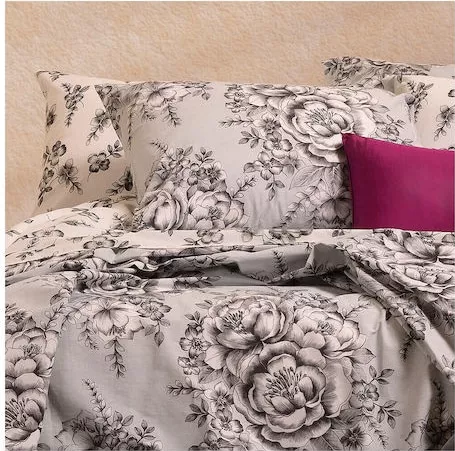 Σετ Μαξιλαροθήκες Melinen Zane Βαμβακερή Floral 2τμχ 50x70cm Γκρι