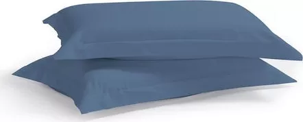 Σετ Μαξιλαροθήκες Aslanis Home Plain Βαμβακοσατέν 2τμχ 50x70cm Blue Raf