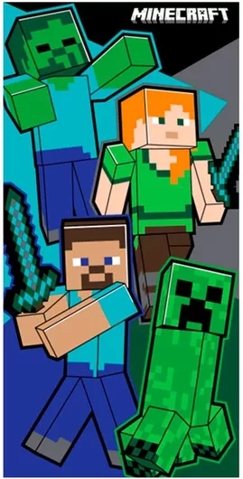 Πετσέτα Θαλάσσης Minecraft cotton Microfiber 140x70cm Πολύχρωμο