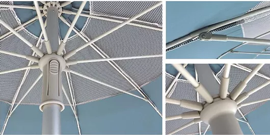 Ομπρέλα Θαλάσσης Maui & Sons Αντιανεμική Σπαστή με Προστασία UPF50+ 1.9m Ασημί/Clear Sky