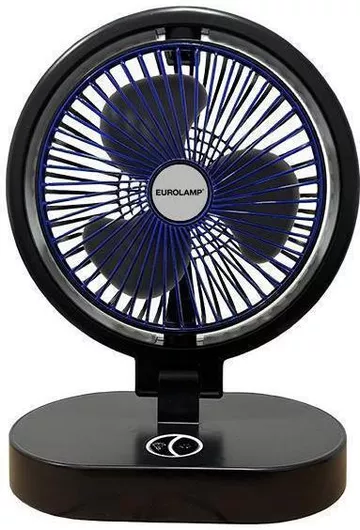 Ανεμιστηράκι Eurolamp Επιτραπέζιο Επαναφορτιζόμενο 360° με LED Φως Φ17 Μαύρο