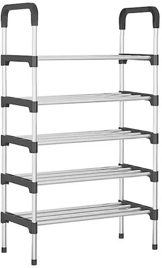 Μεταλλική Παπουτσοθήκη με 5 Ράφια Μαύρη Μ60xΠ30xΥ95cm