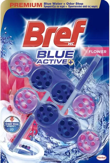 Block Λεκάνης Bref Blue Activ+ με Άρωμα Flower 2x50gr