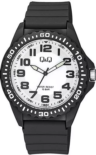 Ανδρικό Ρολόι Q&Q VS16J006Y Αναλογικό από Καουτσούκ Μαύρο