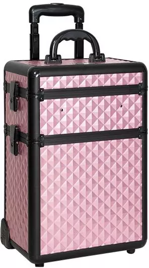 Βαλιτσάκι Αισθητικής Traser Μεταλλικό Τροχήλατο 27x32x21cm Ροζ