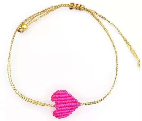 Γυναικείο Βραχιόλι Μακραμέ από Κορδόνι Χειροποίητο με Καρδιά