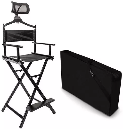 Καρέκλα Μακιγιάζ Πτυσσόμενη με Προσκέφαλο & Θήκη Μαύρο