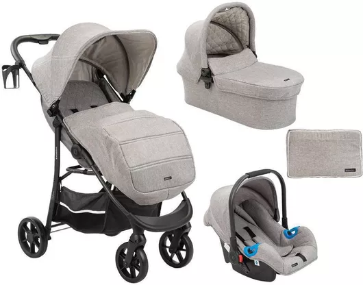 Καρότσι Μωρού Kikka Boo Selina 3σε1 με Πορτ Μπεμπέ & Car Seat 0-13kg Ανοιχτό Γκρι