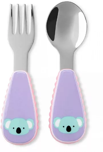 Παιδικό Βρεφικό Σετ με Κουτάλι-Πιρούνι Skip Hop Zootensil Μεταλλικό με Κοάλα 2τμχ Μοβ