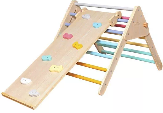 Σετ Τρίγωνο Ράμπα Eli Neli Montessori Pikler Διπλής Όψης Επιφάνεια Αναρρίχησης για 3+ Ετών
