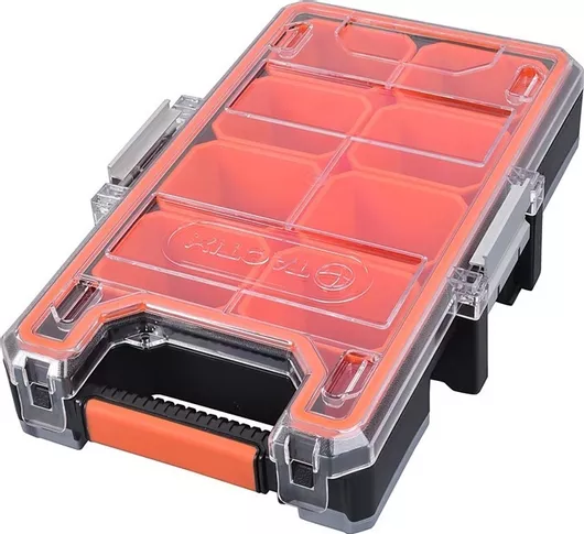 Ταμπακιέρα Εργαλείων Tactix 8 Θέσεων με Αφαιρούμενα Κουτιά 37.5x22.7x8cm Πορτοκαλί