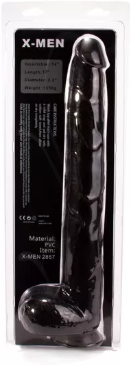 Ρεαλιστικό Dildo X-Men Marcus's 17" Cock με Βεντούζα & Όρχεις Μαύρο 43.2cm