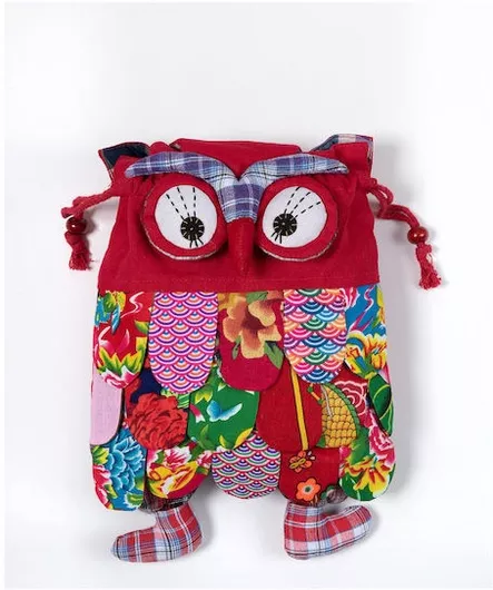 Παιδική Τσάντα Πλάτης Silk Fashion Κουκουβάγια από Ύφασμα 30x24cm Κόκκινο