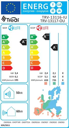 Κλιματιστικό Inverter Tredi TRV-13116-IU 12000 BTU A++/A+ με WiFi