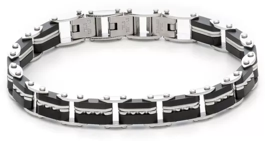 Ανδρικό Βραχιόλι Visetti Χειροπέδα από Ατσάλι 316L 21cm Μαύρο/Ασημί