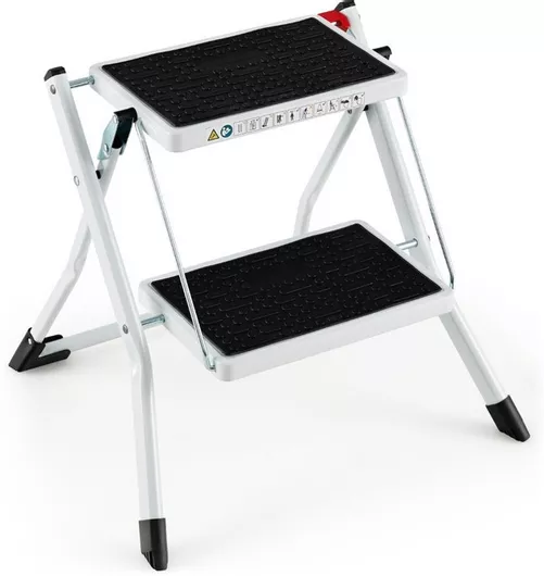 Σκάλα Costway TJ10004WH Πτυσσόμενη με 2 Σκαλοπάτια 50x49x45cm