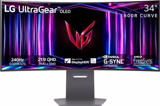 LG 34GS95QE UltraGear Ultrawide OLED HDR Curved Gaming Monitor 34" QHD 3440x1440 240Hz με Χρόνο Απόκρισης 0.03ms GTG