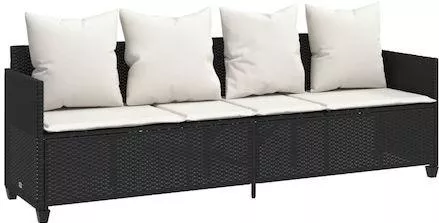 Ξαπλώστρα vidaXL Ρατάν με Μαξιλάρια 204x55x69.5cm Μαύρο/Μπεζ