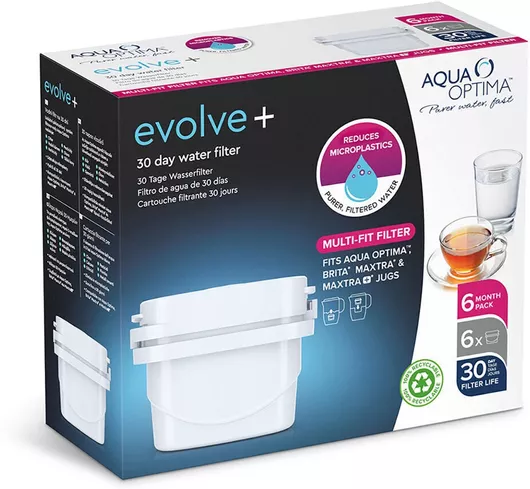Aqua Optima Ανταλλακτικό Φίλτρο Νερού για Κανάτα από Ενεργό Άνθρακα Evolve 6τμχ