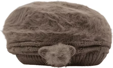 Γυναικείος Μπερές με Επένδυση & Φουντίτσα One Size Καφέ