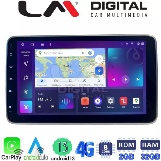 Ηχοσύστημα Αυτοκινήτου LM Digital 2DIN με Bluetooth/USB/WiFi/GPS/Android-Auto & Οθόνη Αφής 10"