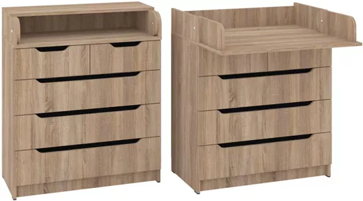 Βρεφική Συρταριέρα & Αλλαξιέρα Sonoma με 5 Συρτάρια 80x43x95cm Καφέ