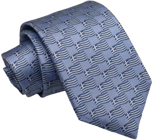 Γραβάτα Erika Ties με Ελληνικές Σημαίες 8cm Μεταξωτή Γαλάζιο