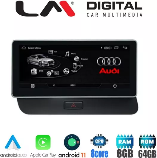 Ηχοσύστημα Αυτοκινήτου LM Digital για Audi Q5/A4/A5 2008 > 2018 Bluetooth/USB/AUX/WiFi/GPS με Οθόνη Αφής 10.25"
