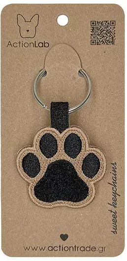 Μπρελόκ ActionLab Κεντητό Animal Paw Brown 4.2×4.2cm Μαύρο