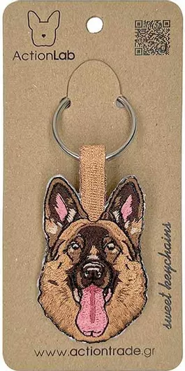 Μπρελόκ ActionLab Κεντητό Σκύλου German Shepherd 3.9x6cm Καφέ