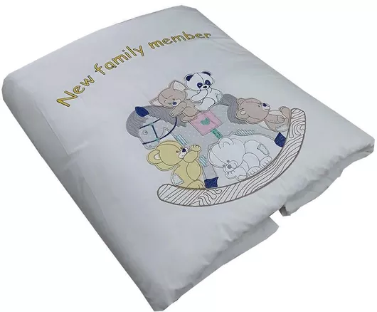 Παιδικό Πάπλωμα Beboulino Κούνιας από 100% Βαμβάκι New Family Member 110x90cm Λευκό