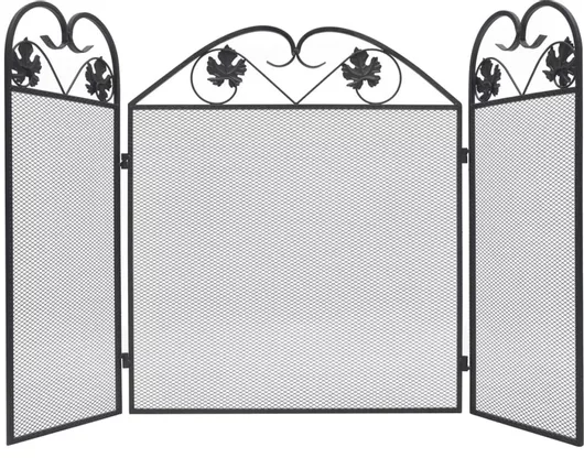 Προστατευτικό Τζακιού vidaXL Μεταλλικό με 3 Φύλλα 52.5x24x61cm Μαύρο