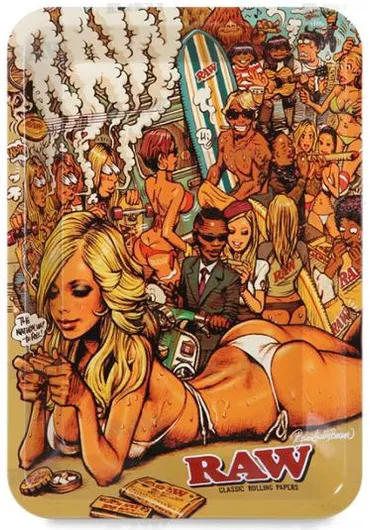 Rolling Tray Raw X RJB Beach Metal Small