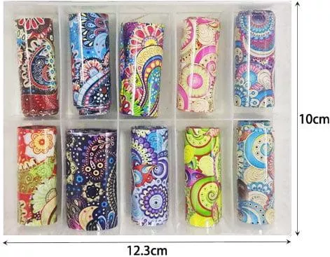 Αυτοκόλλητα Νυχιών Σετ 10τμχ Πολύχρωμο