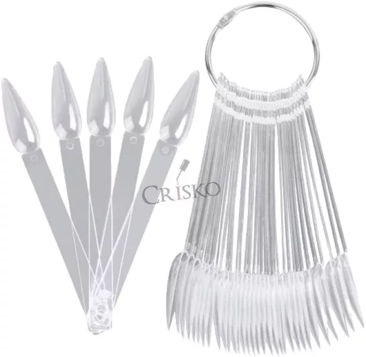 Δειγματολόγιο Νυχιών Crisko Bεντάλια Στιλέτο Διάφανη 50 Θέσεων