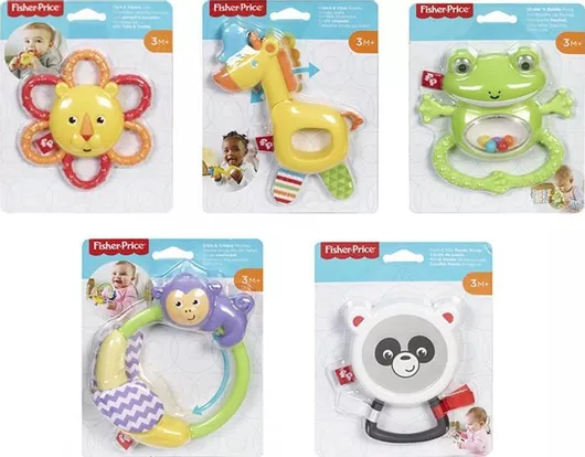 Κουδουνίστρα Fisher Price Ζωάκια Σαφάρι Τυχαία Επιλογή Σχεδίου για 3+ Μηνών