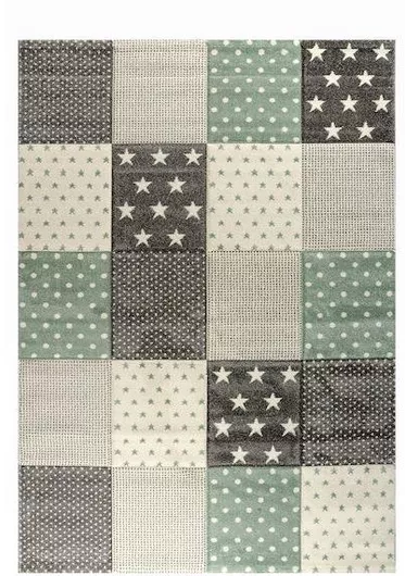 Παιδικό Χαλί Tzikas Carpets Συνθετικό Ανάγλυφο με Αστεράκια 190x133cm Πράσινο