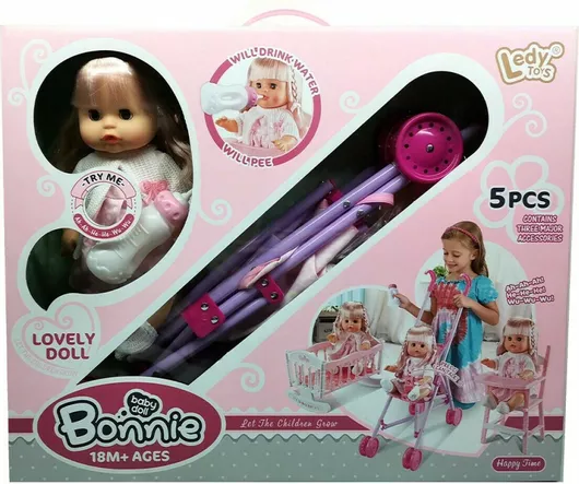 Μωρό Κούκλα Zita Toys που Τραγουδαει με Καρότσι Κρεβάτι & Καρεκλάκι 30cm για 18+ Μηνών